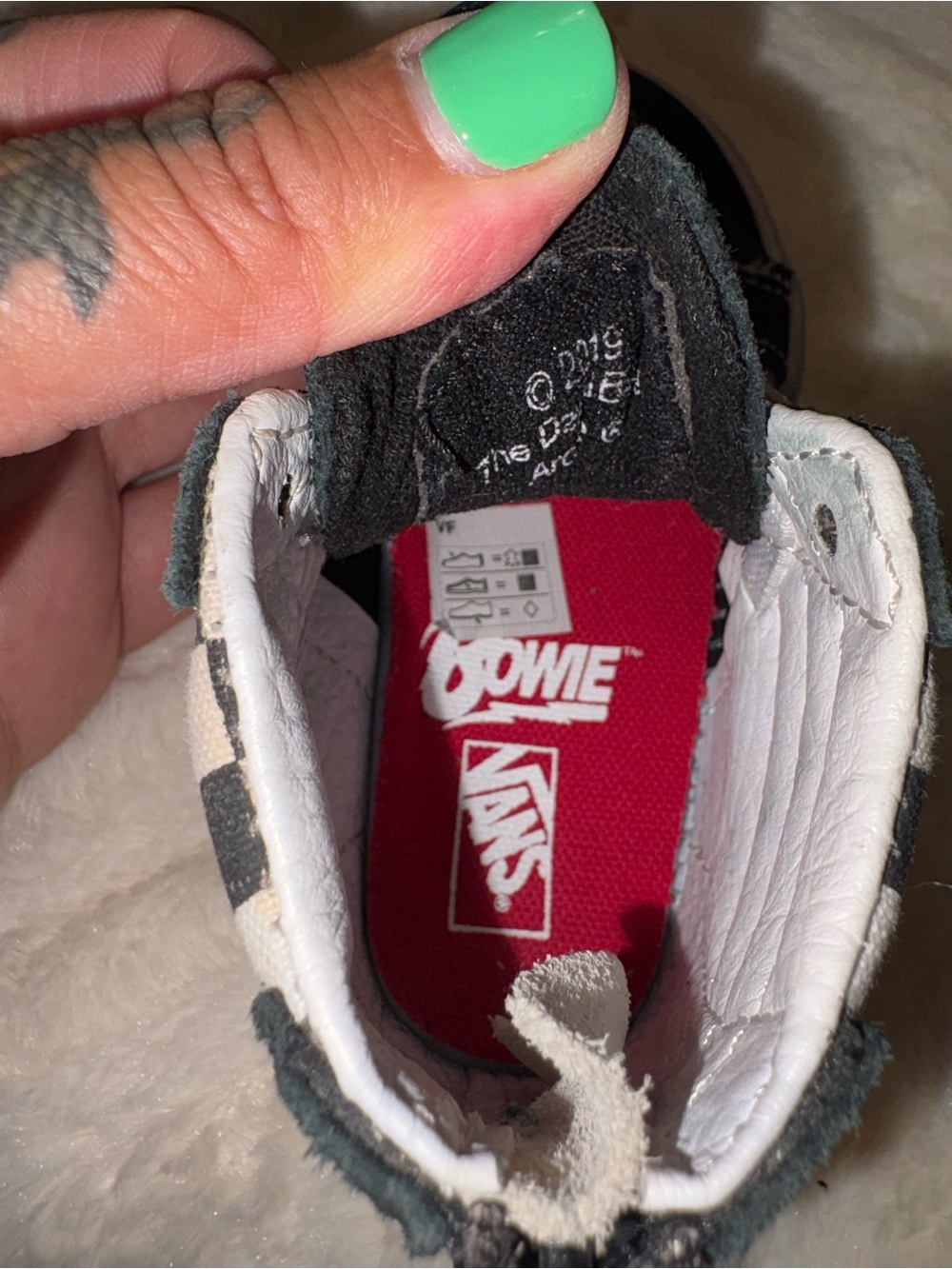 Vans x David Bowie Checkerboard High-Top Sneakers – Toddler Size 5.5 - Picture 8 of 9